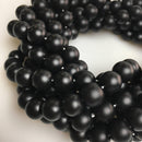 large hole black onyx matte round beads