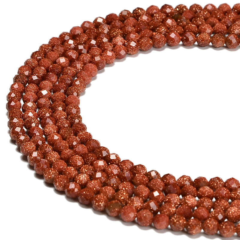 Gold Sandstone Faceted Round Beads Size 2mm 3mm 4mm 15.5'' Strand