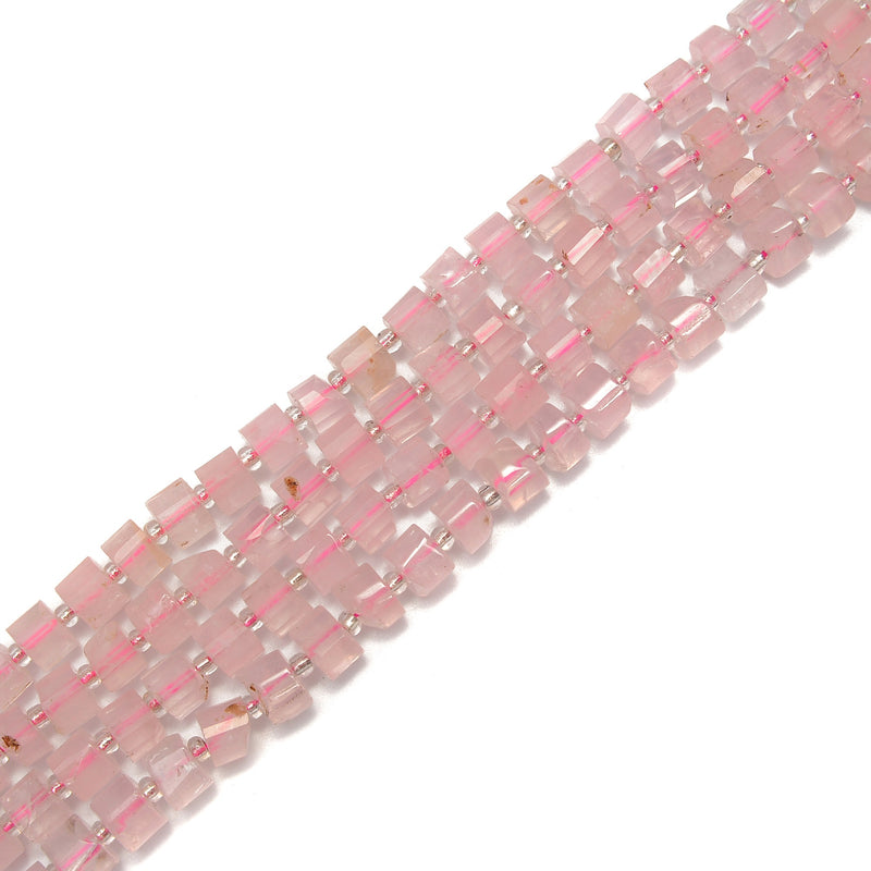 Rose Quartz Faceted Rondelle Wheel Discs Beads Size 6x7mm 15.5" Strand