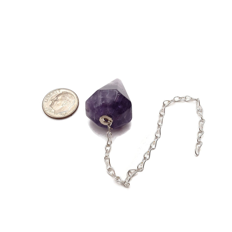 Teeth Amethyst Pendulum Pendant Healing Point Approx 35x20mm with 4" Chain