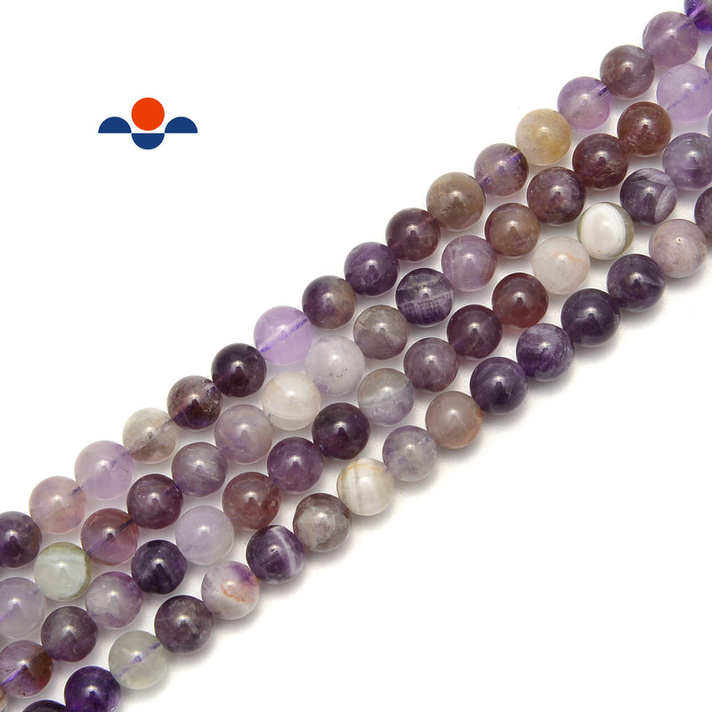 Light Multi-Color Amethyst Smooth Round Beads Size 6mm 8mm 10mm 15.5" Strand