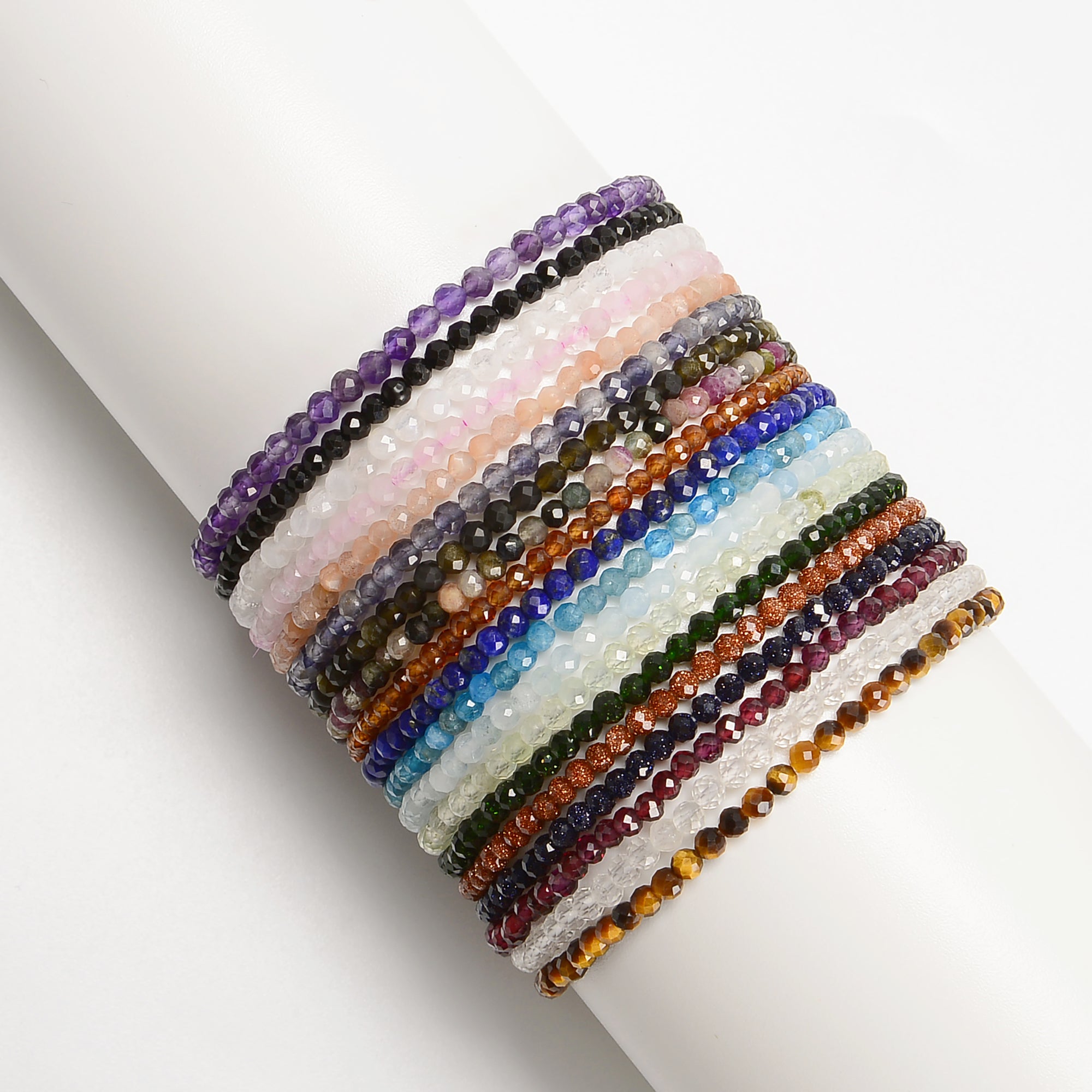 Fashion 2x4mm Natural Multicolor Gemstone Rondelle Beads Bracelets 7.5 Fashion 2x4mm Natural Multicolor Gemstone Rondelle Beads Bracelets 7.5
