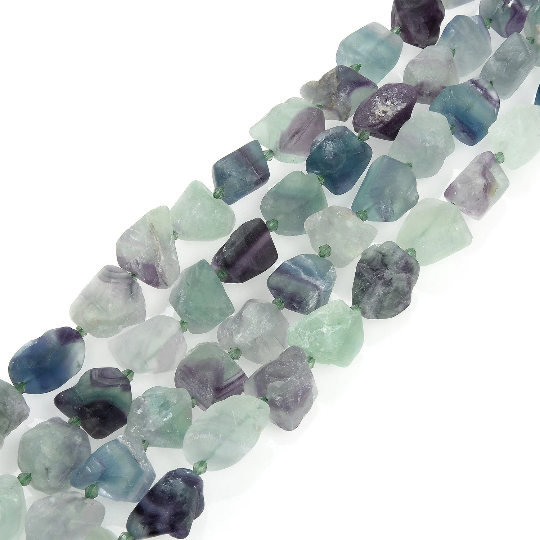 Fluorite Matte Rough Nugget Chunk Beads Approx 18x25mm 15.5" Strand
