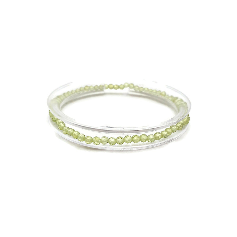 Green Peridot Faceted Round Elastic Bracelet Size 2.5mm 7.5" Length