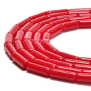 Red Coral Color Dyed Jade Cylinder Tube Beads Size 4x13mm 15.5'' Strand