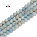 Natural Aquamarine Matte Soccer Faceted Round Beads Size 10mm 15.5'' Strand