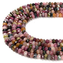 Natural Multi Color Tourmaline Faceted Rondelle Beads Size 4x7mm 15.5" Strand