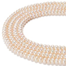 White Fresh Water Pearl Rondelle Beads Size 3x5mm 4x6mm 5x7mm 15.5'' Strand