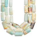 amazonite faceted flat rectangle cylinder tube beads