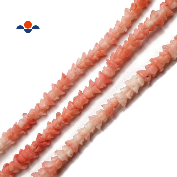 Pink Bamboo Coral Hand Carved Flower Beads Size 7x7mm 15.5'' Strand