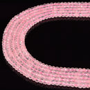 Rose Quartz Faceted Rondelle Beads Size 2x3mm 3x4mm 15.5'' Strand
