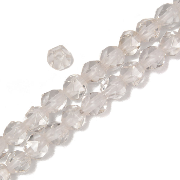 2.0mm Hole Natural Clear Quartz Star Cut Beads Size 8mm 8 '' Strand