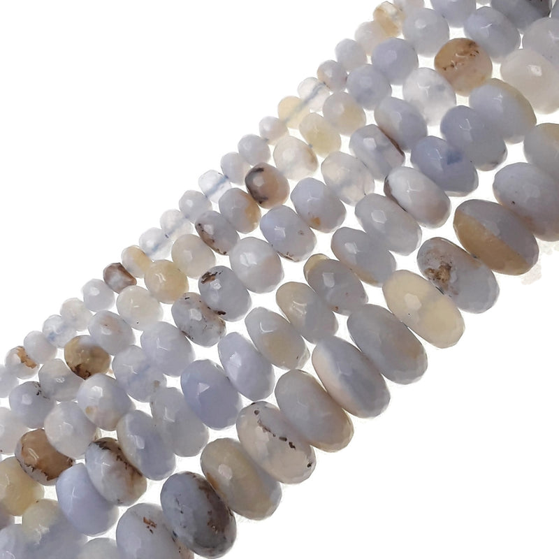 blue lace agate faceted rondelle beads 