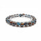 Blue & Copper Impression Jasper Bracelet Smooth Round Size 8mm 7.5" Length