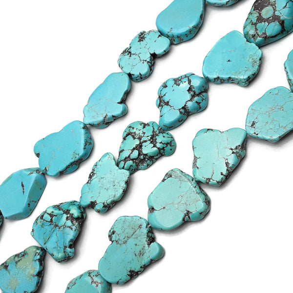 Blue Magnesite Turquoise Freeform Slab Slice Beads 30mm 35mm 40mm 15.5" Strand