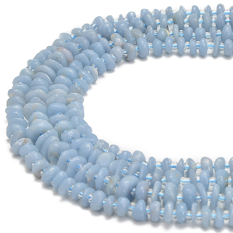 Angelite Pebble Nugget Slice Chips Beads Size 7-8mm 15.5" Strand
