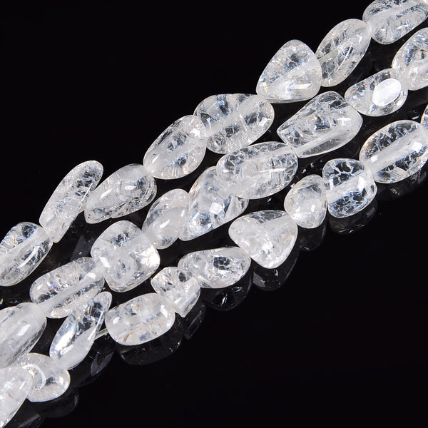 Natural Clear Crackle Quartz Nugget Beads Size 8x10mm 15.5'' Strand