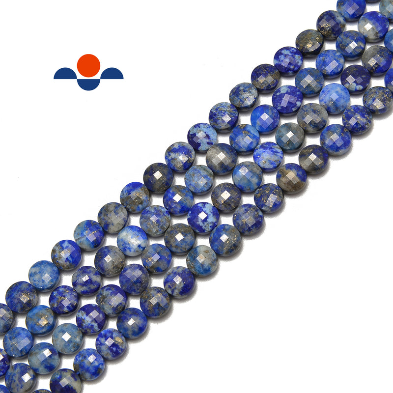 lapis lazuli faceted flat beads