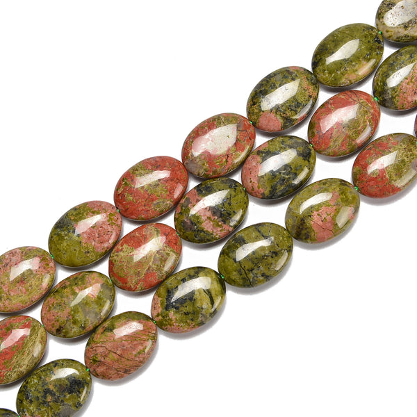 Natural Unakite Smooth Oval Beads Size 18x25mm 15.5'' Strand