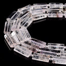 clear quartz faceted flat rectangle cylinder tube beads