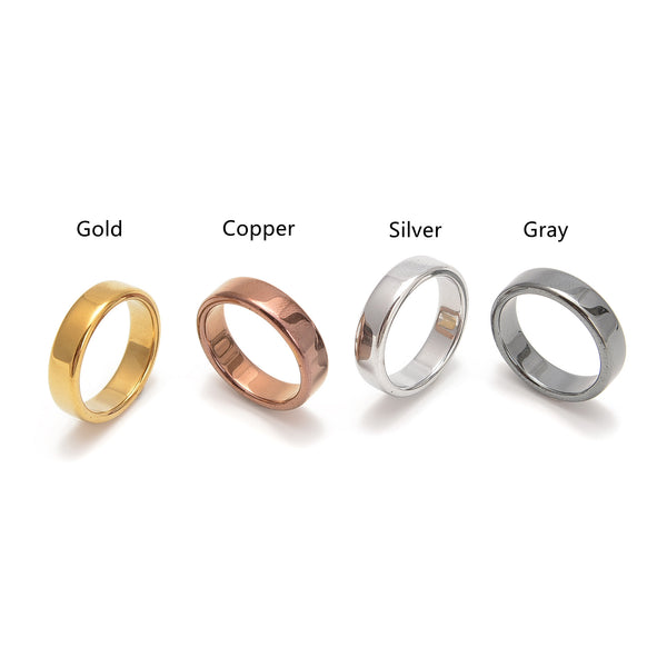 Mix Colors Hematite Band Ring Basic Ring Flat Ring 4 Pcs Per Set in Bag