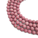 Petrified Rhodonite Smooth Round Beads Size 6mm 8mm 10mm 15.5" Strand