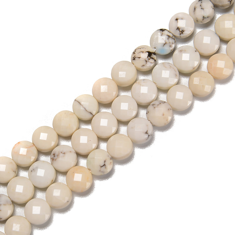 White Turquoise Faceted Coin Beads Size 6mm 15.5'' Strand