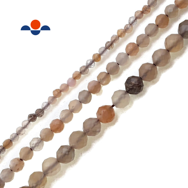 Natural Multi-Color Moonstone Faceted Round Beads 2mm 3mm 4mm 15.5" Strand