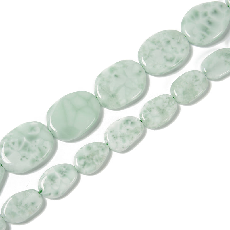 Green Moonstone Irregular Oval Beads 20x30mm 30x40mm 15.5" Strand