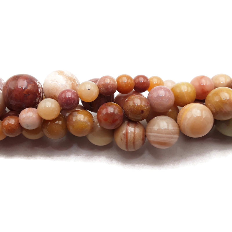 Red Banded Fossil Agate Smooth Round Beads 6mm 8mm 10mm 12mm 15.5" Strand