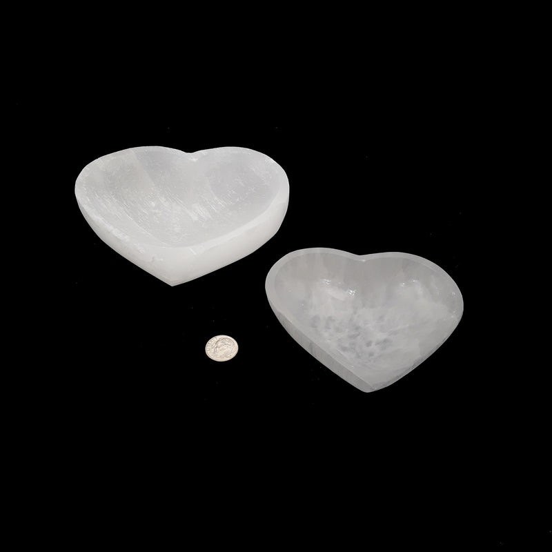 Selenite Heart Shape Crystal Charging Bowl Dish 4" & 5" Inches Sold Per Piece