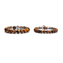 Yellow Tiger Eye Smooth Round With Guru Beaded Bracelet Size8mm 10mm 7.5''Length