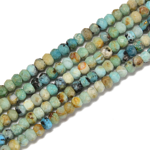 Natural Blue Opal Faceted Rondelle Beads Size 3x4mm 15.5'' Strand