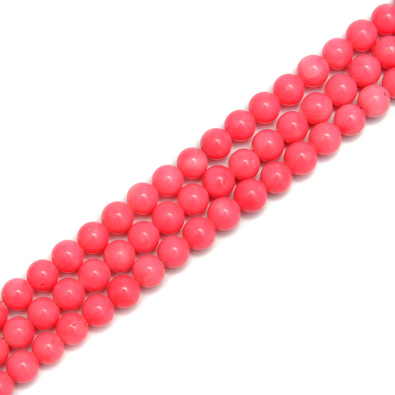 2.0mm Large Hole Pink Bamboo Coral Smooth Round Beads Size 8mm 15.5'' Strand