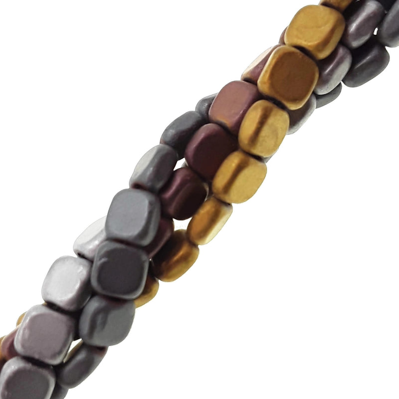 silver gold copper gray hematite matte smooth flat square beads