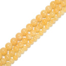 Natural Yellow Jade Smooth Round Beads Size 6mm 8mm 10mm 15.5'' Strand