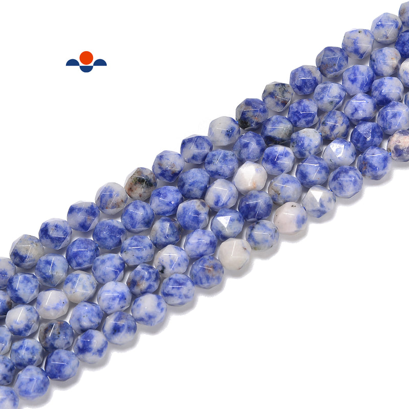 Natural Blue Spot Jasper Star Cut Beads Size 8mm 15.5'' Strand