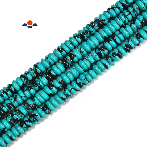 Multi Blue Green Turquoise Smooth Rondelle Beads 3x6.5mm 15.5'' Strand