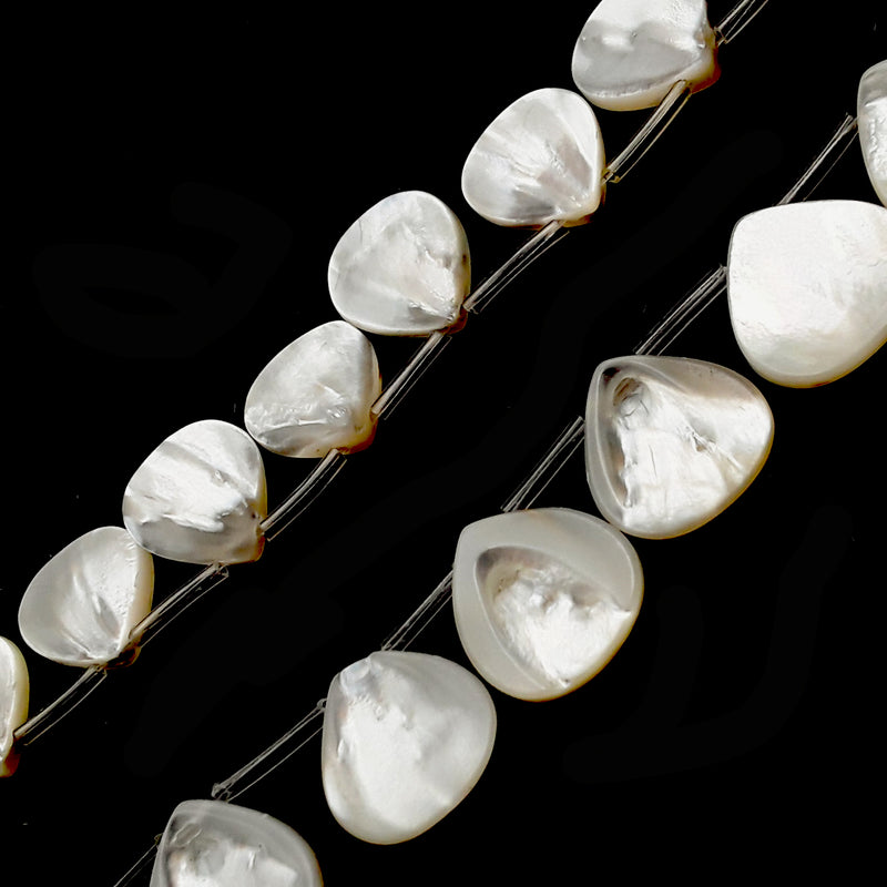 MOP Shell Teardrop Beads 13x13mm 15x15mm 15.5" Strand