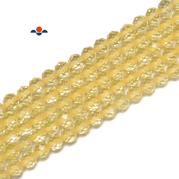 Lemon Quartz Faceted Round Beads Size 4-5mm 15.5'' Strand