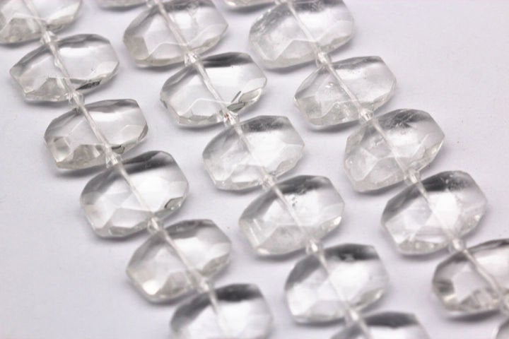 clear quartz rectangle slice faceted octagon beads