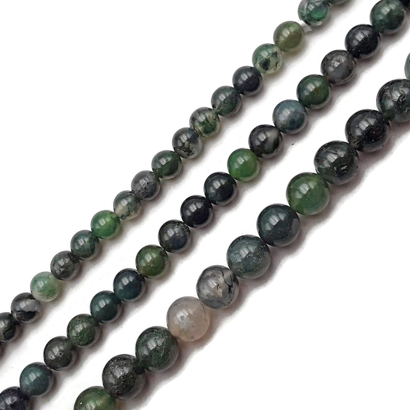 Green Moss Agate Smooth Round Beads 4mm 6mm 8mm 10mm Approx 15.5" Strand