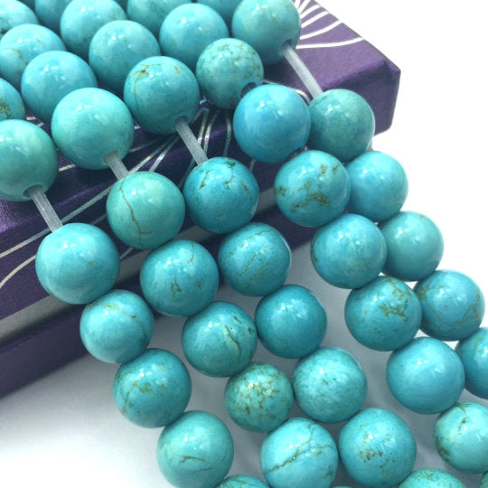 large hole blue turquoise beads smooth round beads