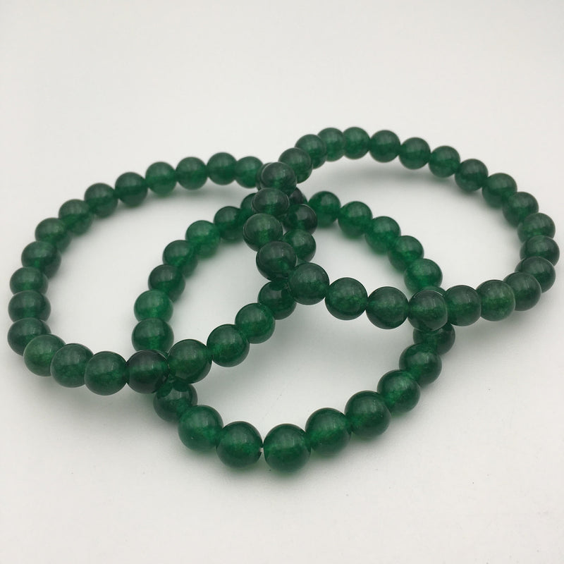 green dyed jade bracelet smooth round