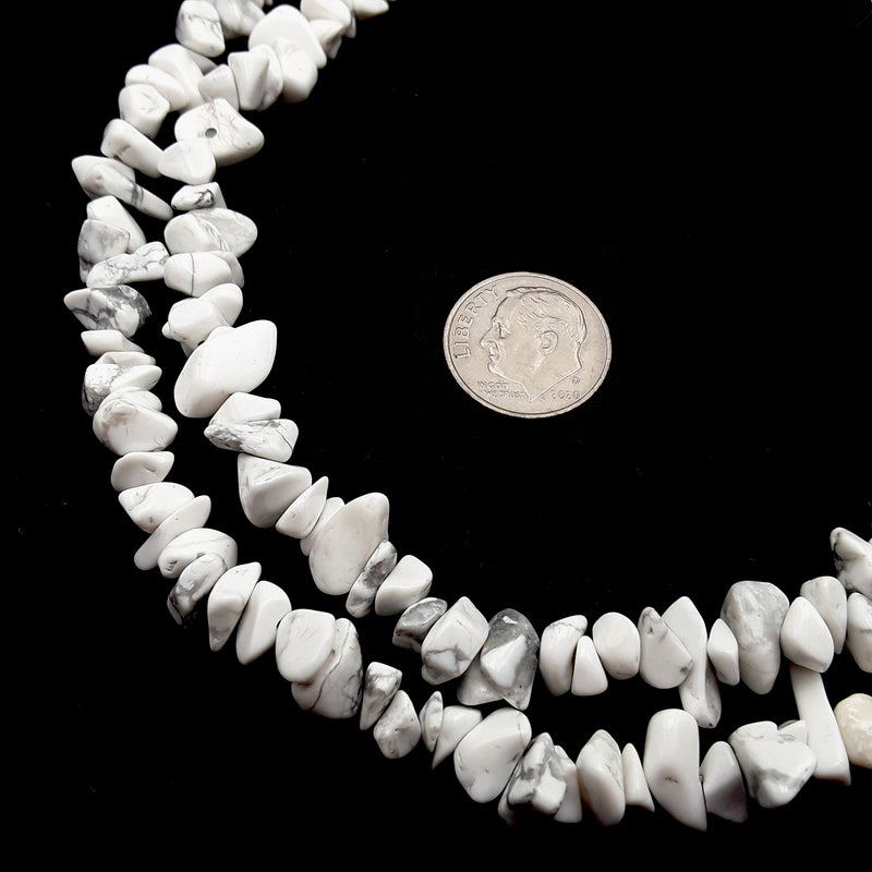White Howlite Irregular Nugget Chips Beads Approx 7-8mm 34" Strand