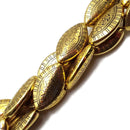 Vintage Acrylic Antique Etched Gold Oval Eye Beads 16x30mm 15.5" Strand