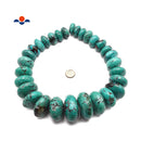 Natural Genuine Turquoise Jumbo Graduated Rondelle Beads 20-35mm 15.5" Strand EF
