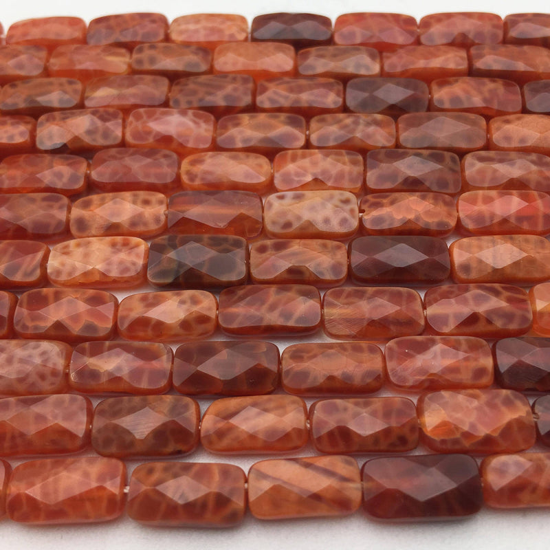 fire agate faceted flat rectangle cylinder tube beads
