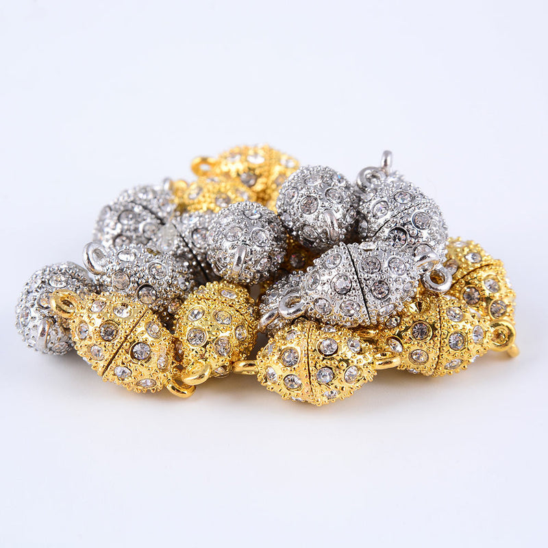 silver gold plated strong magnetic rhinestone clasps oval 