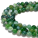 Green Stripe Agate Smooth Round Beads Size 6mm 8mm 10mm 12mm 15.5'' Strand